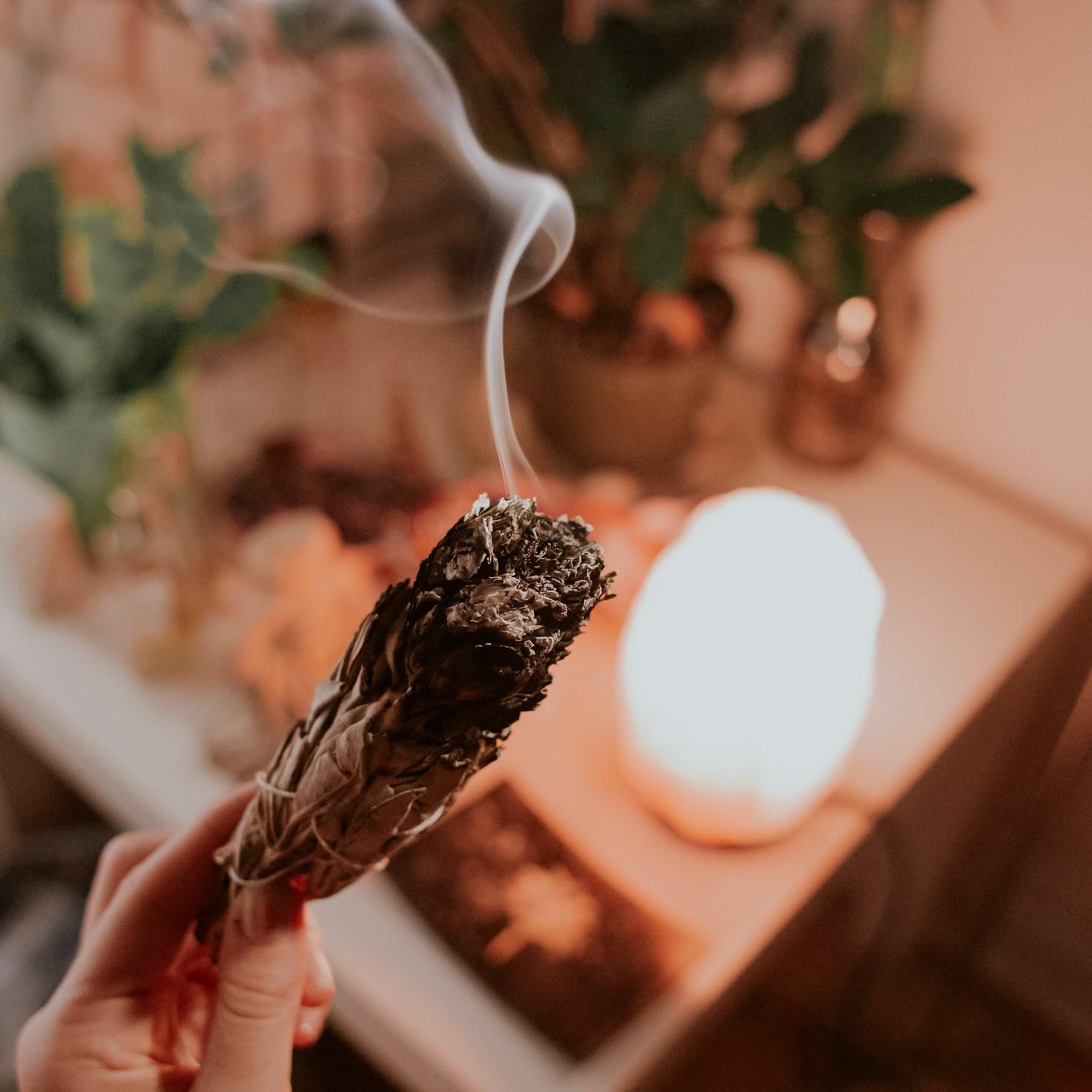 Meditation practice space with cushions arranged in circle